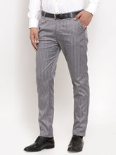 Jainish Men's Brown Tapered Fit Formal Trousers